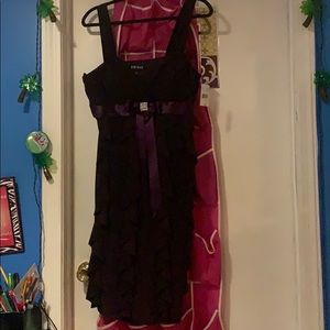 Semi formal plum colored dress with ruffles & belt